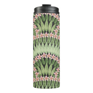 Hand Painted Tropical Flowers Pattern Thermal Tumbler