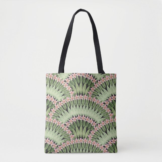 Hand Painted Tropical Flowers Pattern Tote Bag (Front)