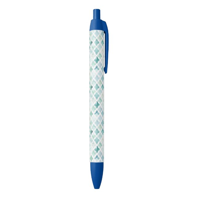 Hand Painted Turquoise Pattern Black Ink Pen (Bottom (Vertical))