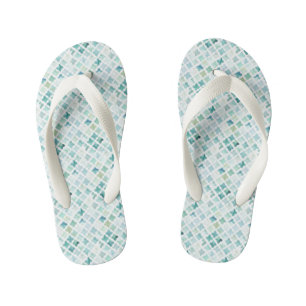 Hand Painted Turquoise Pattern Kid's Flip Flops