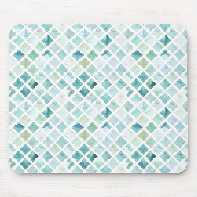 Hand Painted Turquoise Pattern Mouse Mat (Front)