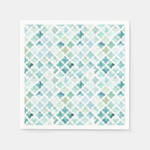 Hand Painted Turquoise Pattern Napkin