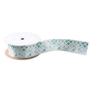Hand Painted Turquoise Pattern Satin Ribbon