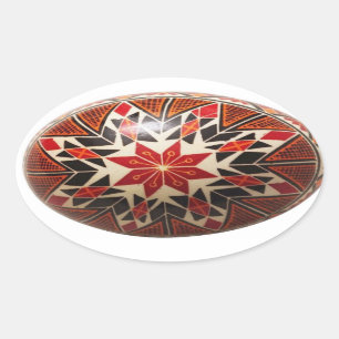 Hand painted Ukrainian Easter egg Oval Sticker