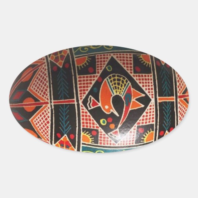 Hand painted Ukrainian Easter egg Oval Sticker (Front)