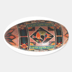 Hand painted Ukrainian Easter egg Oval Sticker