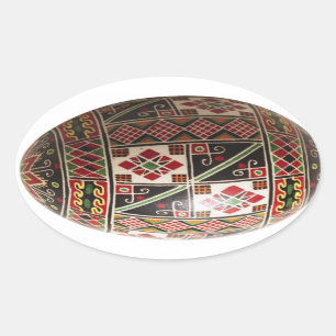 Hand painted Ukrainian Easter egg Oval Sticker