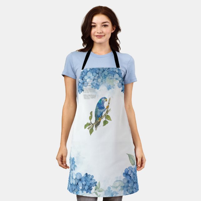 Hand-Painted Ultramarine Lorikeet Apron (Worn)