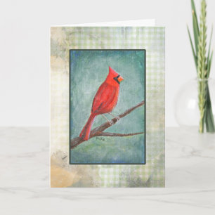 Hand-painted Unique Moody Cardinal Art Custom Text Card