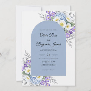 Hand Painted Violet Watercolor Wedding Invitation