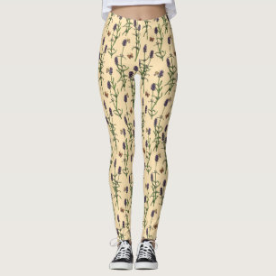 Hand-painted watercolor and ink pattern with laven leggings