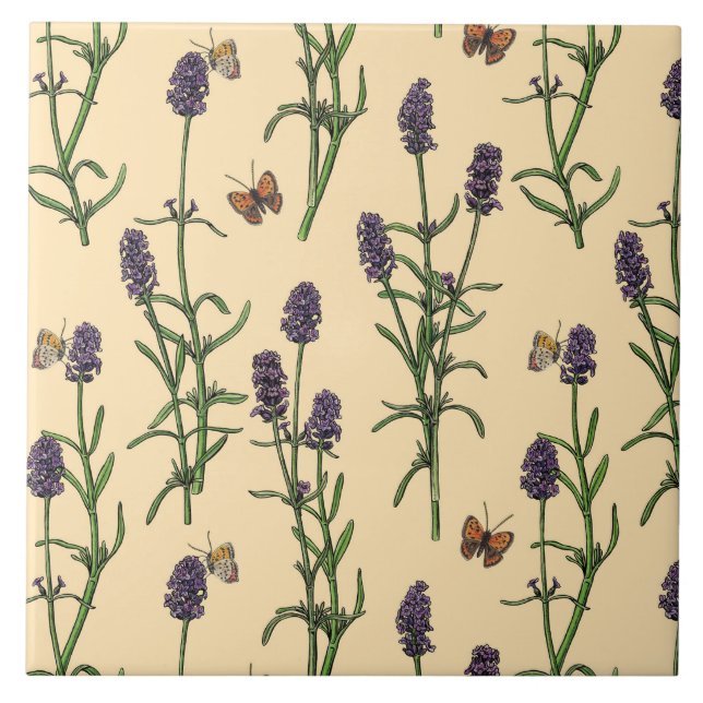 Hand-painted watercolor and ink pattern with laven tile (Front)