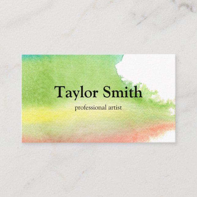 Hand Painted Watercolor Artist Business Card (Front)