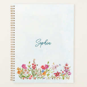 Hand Painted Watercolor Botanical Art Personalized Planner