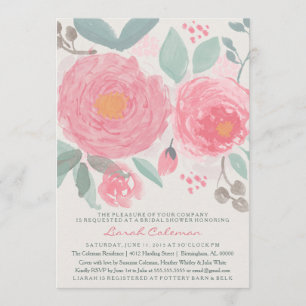 Hand painted watercolor bridal or baby shower invitation