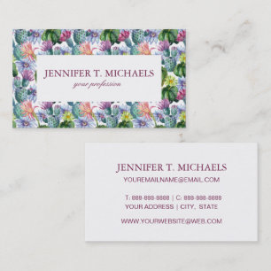Hand Painted Watercolor Cactus Pattern Business Card