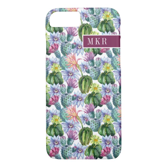 Hand Painted Watercolor Cactus Pattern Case-Mate iPhone Case (Back)