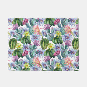 Hand Painted Watercolor Cactus Pattern Doormat
