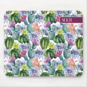 Hand Painted Watercolor Cactus Pattern Mouse Mat