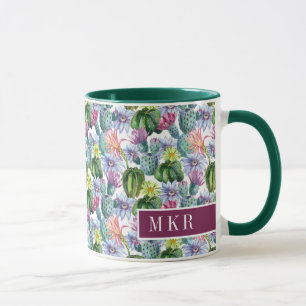 Hand Painted Watercolor Cactus Pattern Mug
