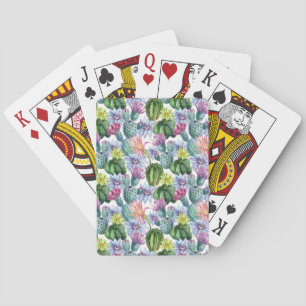 Hand Painted Watercolor Cactus Pattern Playing Cards