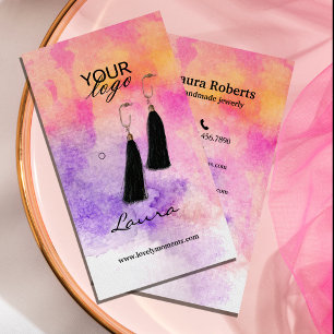 Hand-painted watercolor Colorful Earring Display  Business Card
