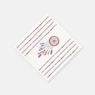 Hand Painted Watercolor Dreamcatcher Beads Feather Napkin