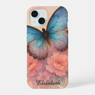 Hand Painted Watercolor Dreamy Butterfly Floral  iPhone 15 Case