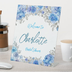 Hand-Painted Watercolor Floral Bridal Shower Pedes Pedestal Sign