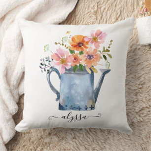 Hand-Painted Watercolor Floral Cushion