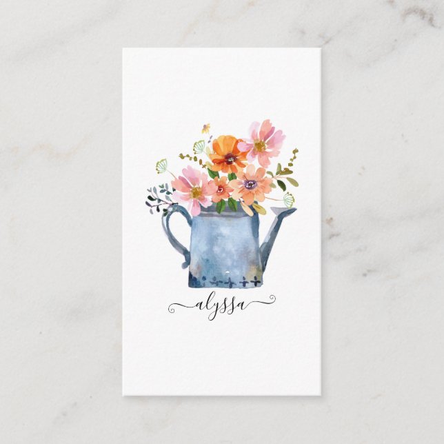 Hand-Painted Watercolor Floral Enclosure Card (Front)