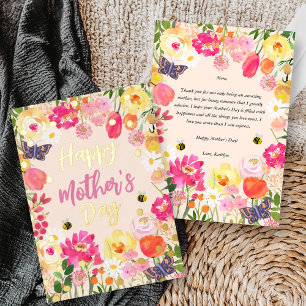 Hand-Painted Watercolor Floral Garden Mother's Day Foil Holiday Card