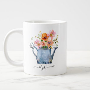 Hand-Painted Watercolor Floral Large Coffee Mug