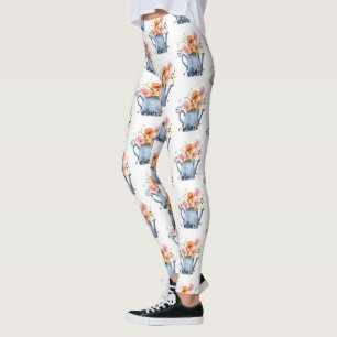 Hand-Painted Watercolor Floral Leggings
