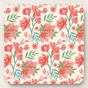 Hand Painted Watercolor Floral Pattern-54098 Coaster
