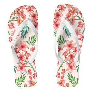 Hand Painted Watercolor Floral Pattern-54098 Flip Flops