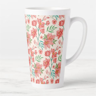 Hand Painted Watercolor Floral Pattern-54098 Latte Mug