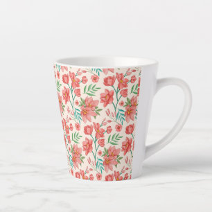 Hand Painted Watercolor Floral Pattern-54098 Latte Mug