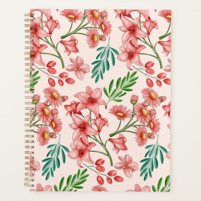 Hand Painted Watercolor Floral Pattern-54098 Planner (Front)
