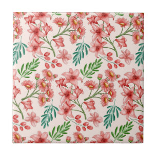 Hand Painted Watercolor Floral Pattern-54098 Tile