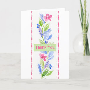 Hand Painted Watercolor Floral THANK YOU Greeting 