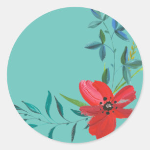 hand-painted-watercolor-flower classic round sticker