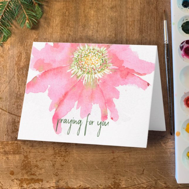 Hand Painted Watercolor Flower | Praying For You Card (Personalize this hand painted watercolor flower card with your name and note. Praying for you.)