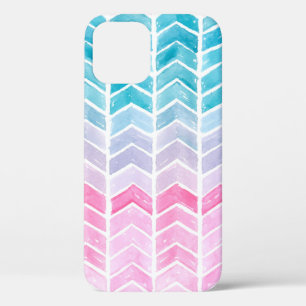 Hand painted watercolor gradient geometric blue an iPhone 12 case