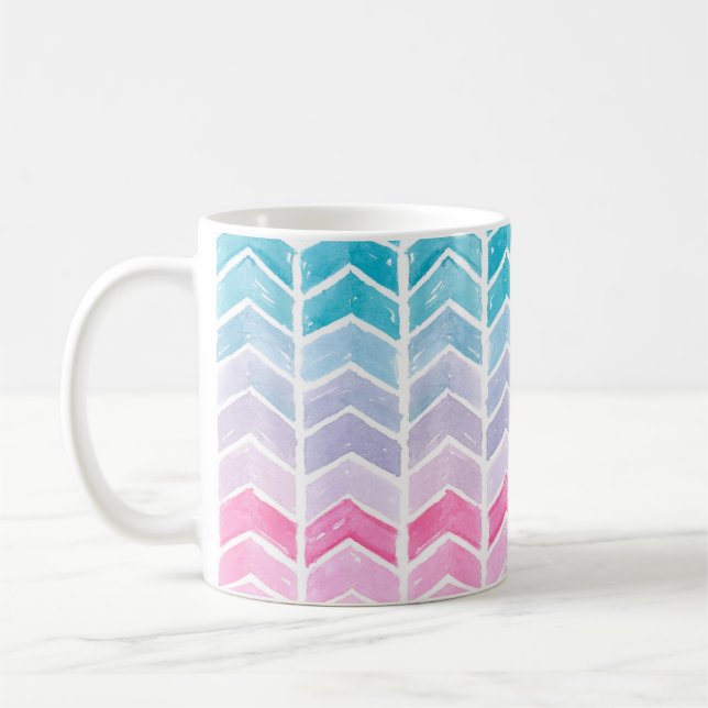 Hand painted watercolor gradient geometric blue an coffee mug (Left)