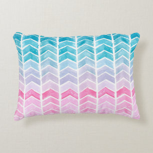 Hand painted watercolor gradient geometric blue an decorative cushion
