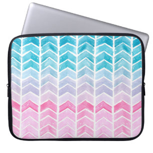 Hand painted watercolor gradient geometric blue an laptop sleeve
