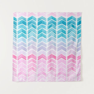 Hand painted watercolor gradient geometric blue an tapestry