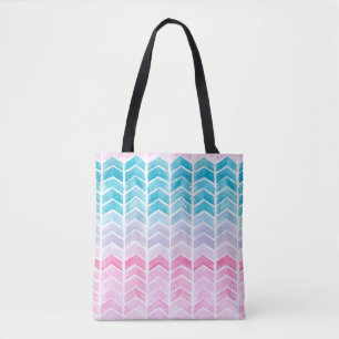 Hand painted watercolor gradient geometric blue an tote bag