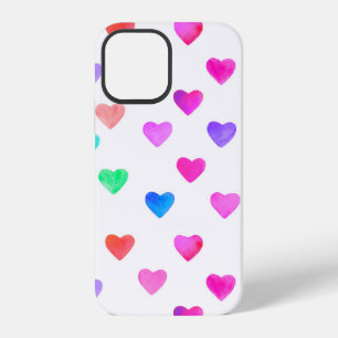 hand painted watercolor hearts pattern Valentine's iPhone 12 Case